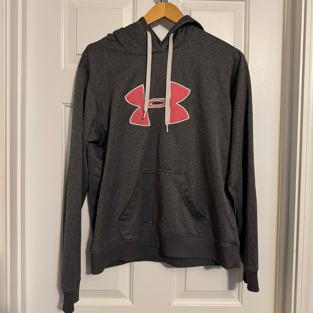 Under Armour Storm Women's Large Charcoal Gray Pink Fleece Hoodie‎